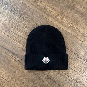 Moncler Dark Knit Beanie with Logo